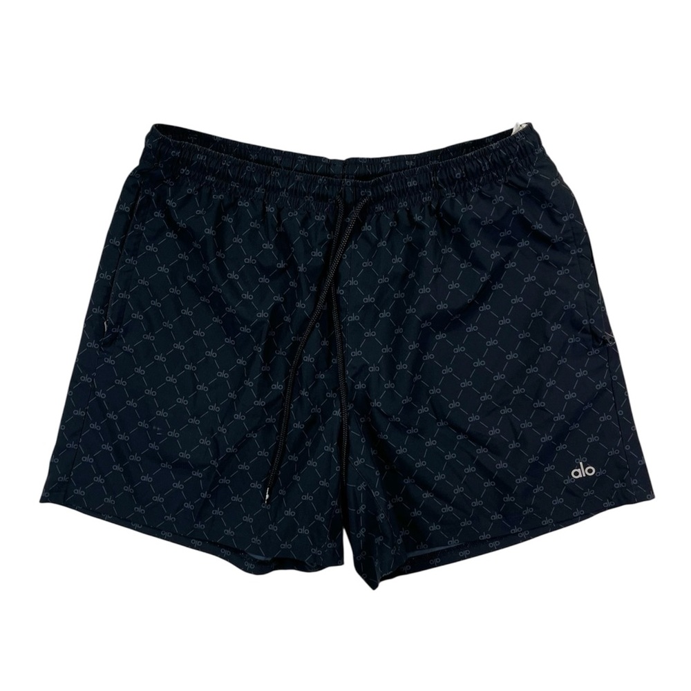 ALO Yoga Men's Large Black Circuit Logo Shorts Lounge, Gum Run Wear